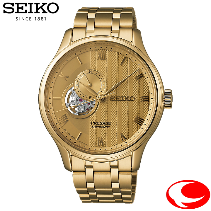 SEIKO セイコーウオッチ 腕時計 プレザージュ Japanese Garden SARY264 メンズ オールゴールドカラー 日常生活用防水 オープンハート メカニカル 自動巻き オートマティック