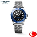 5年間保証 LONGINES ロンジン 新世代 ハイドロコンクエスト  自動巻 オートマティック  メンズ 腕時 39mm ステンレススティールとルミナスブルーセラミック L3.779.4.90.6 L37794906 ブラック文字盤 耐磁時計 シリコン製ひげぜんまい ミラネーゼ【正規販売店】