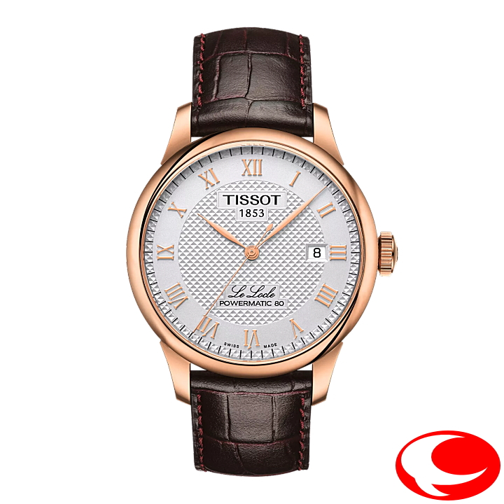 【TISSOT】ティソ TISSOT ル・ロックル パワーマティック 80 39.3mm ローズゴールドPVDコーティング316L シースルーバック ホワイト文字盤 ローマ数字 3気圧防水