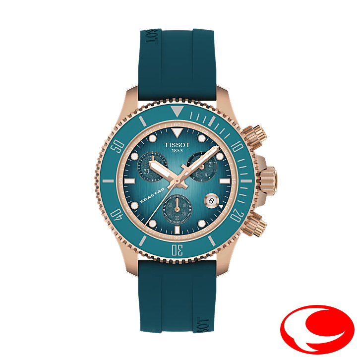 【TISSOT】ティソ シースター 1000 クオーツ Tissot Seastar 1000 Quartz クロノグラフ 38mm  T120.217.37.041.00  T1202173704100  30気圧防水 ユニセックス メンズ  腕時計 グレーデッド・ターコイズ
