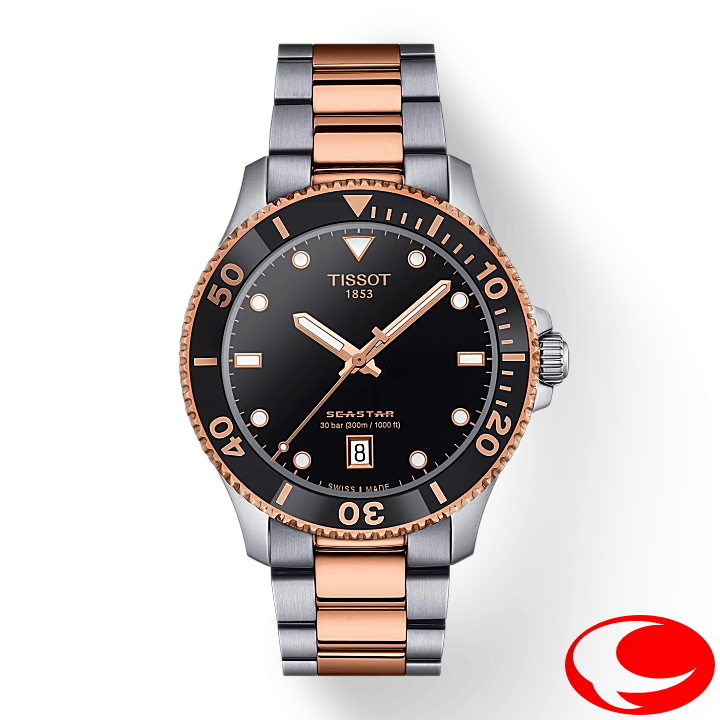 正規品【TISSOT】ティソ シースター 1000 クオーツ Tissot Seastar 1000 Quartz 40mm  T120.410.22.051.01  T1204102205101 ローズゴールドPVD  30気圧防水 正規2年間保証