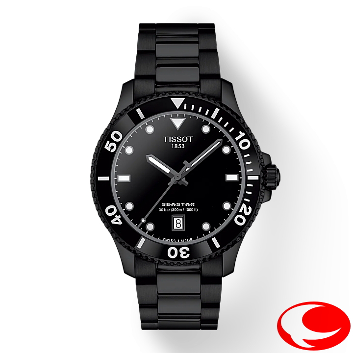 正規品【TISSOT】ティソ シースター1000 クオーツ Tissot Seastar 1000 Quartz 40mm  腕時計  T120.410.33.051.00  T1204103305100 オールブラックPVD  30気圧防水 正規２年間保証