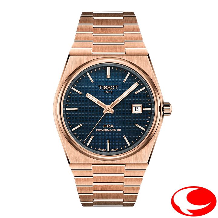 【TISSOT】ティソ PRX ピーアールエックス 40mm パワーマティック80 オートマティック ローズゴールドPVD ブルー 文字盤 T137.407.33.041.00  10気圧防水 傷防止加工無反射コーティングサファイアクリスタルガラス 自動巻き 正規２年間保証付き 新品