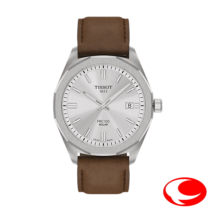 【TISSOT】ティソ PRC100 ピーアールシー 100 Solar Quartz ライトマスターソーラーテクノロジー搭載 ソーラークォーツ 39mm T151.422.16.031.00 T1514221603100 10気圧防水 シルバー文字盤 レザーベルト