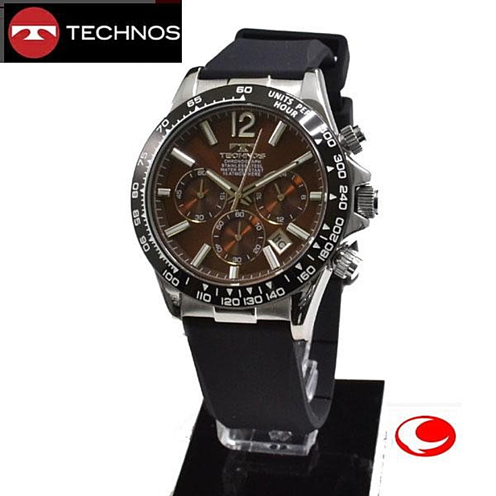 テクノス TECHNOS クオーツ　ブラック　10気圧防水 メンズ クロノグラフ　T8C03BA【送料無料】