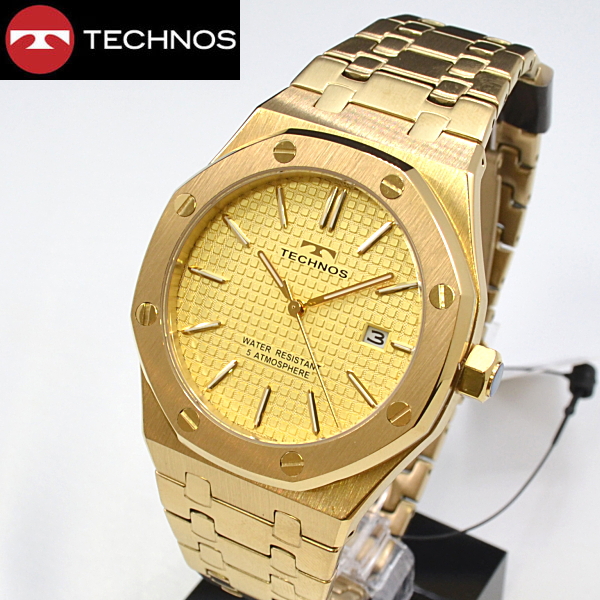 テクノス(TECHNOS)  メンズ 腕時計　5気圧防水 T9C07GC  最新定番モデル ゴールドPVD 八角形 オクタゴン【送料無料】