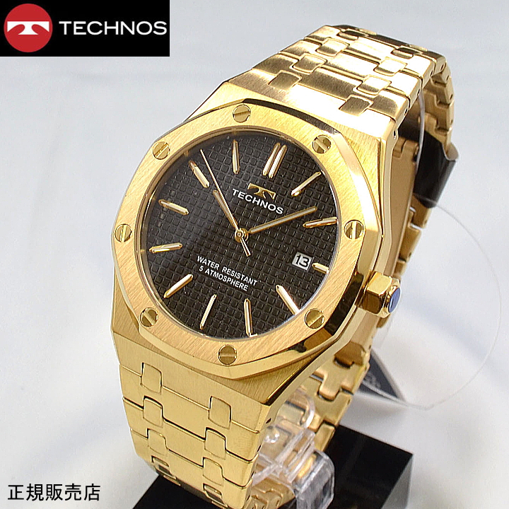 テクノス(TECHNOS)  メンズ 腕時計　T9C07GB　5気圧防水   最新定番モデル ブラックPVD 八角形 オクタゴン【送料無料】