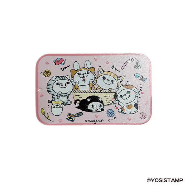ヨッシースタンプニャンとも スライド缶（ピンク）