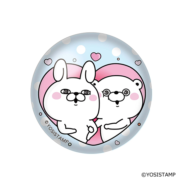 ヨッシースタンプ　ガラスピンズ　うさぎさん＆くまさんＡ　ハート　4580560319997