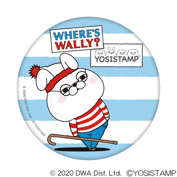 ヨッシースタンプ×ウォーリーをさがせ！　缶バッジ　７５ミリ　うさぎさん 4580560335805
