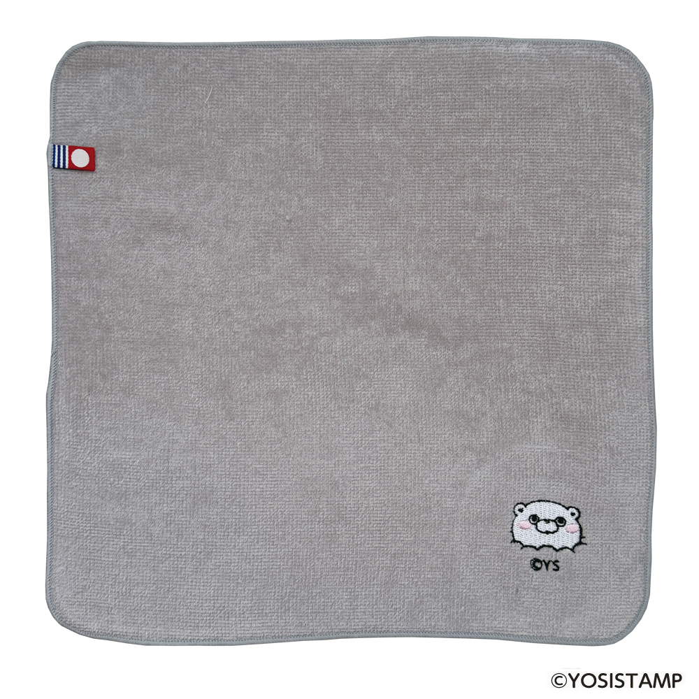 刺繍今治ハンドタオル・グレー／ポコッ（くまさん）
