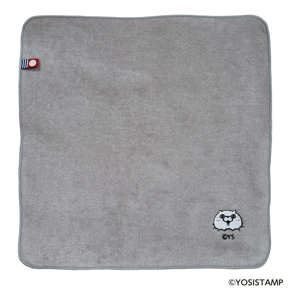 刺繍今治ハンドタオル・グレー／ポコッ（ぬこさま）