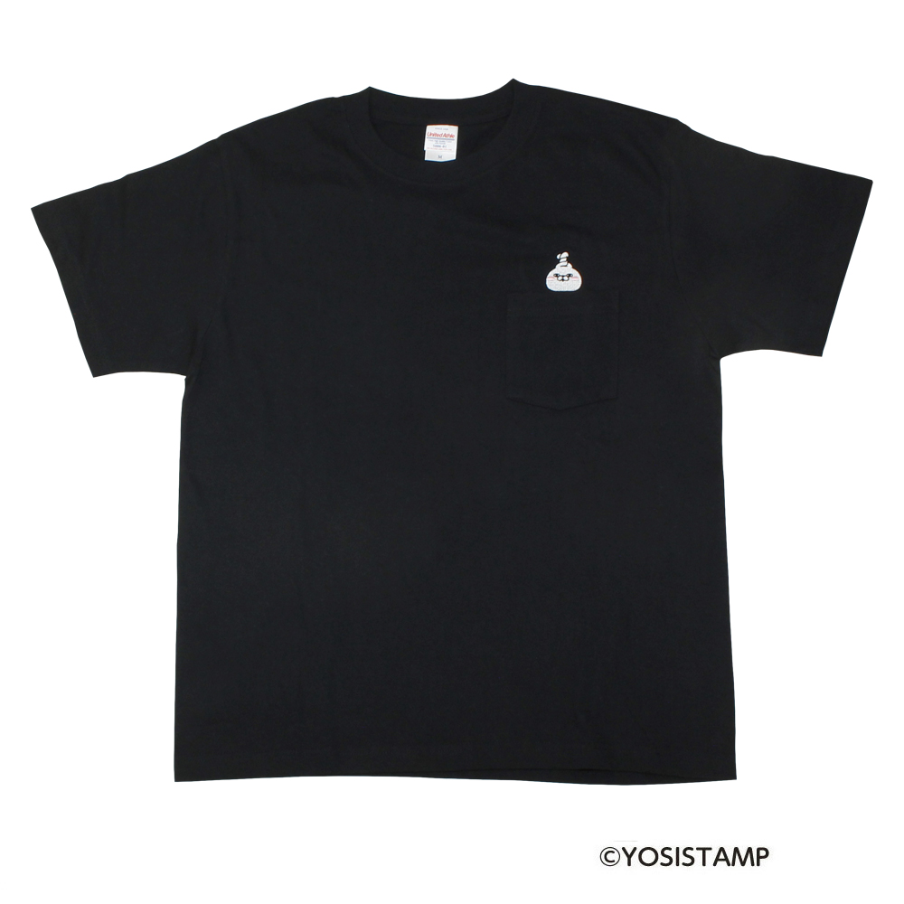 刺繍ポケット付Tシャツ（黒）／聞こえなーい（うさぎさん）