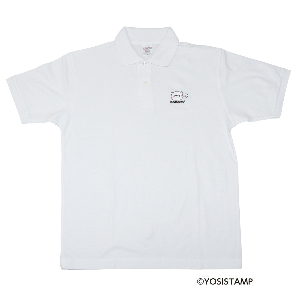 刺繍ポロシャツ（白）／ふーっ（くまさん）
