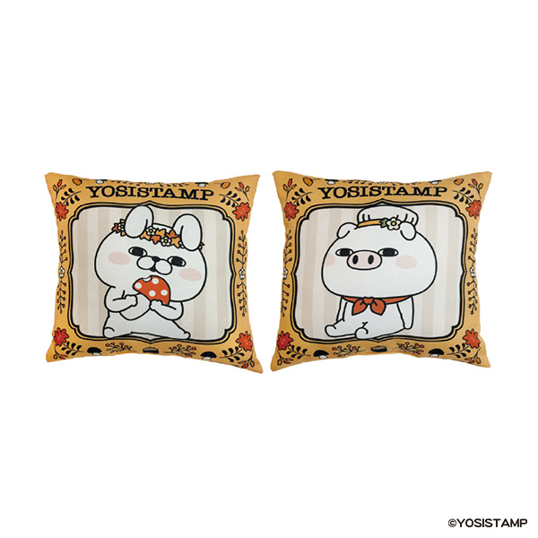 ヨッシースタンプ オータム　クッション　うさぎさん&ぶたさん