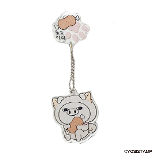 ヨッシースタンプわんとも2連キーホルダー　ぶたさん