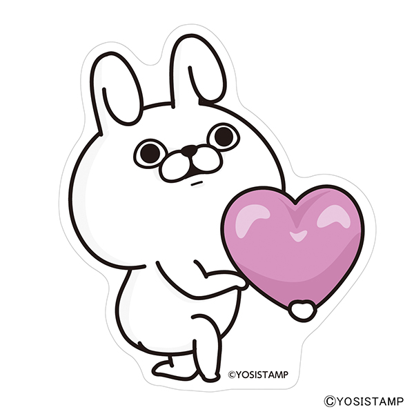 ヨッシースタンプ Bigダイカットステッカー うさぎさん ジュテーム