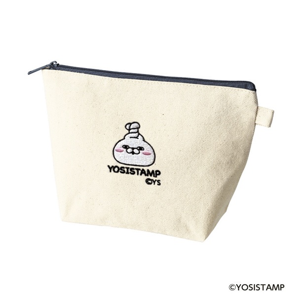 刺繍ポーチ（舟形）BK / 聞こえなーい（うさぎさん）(C-781)