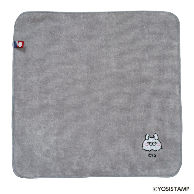 刺繍今治ハンドタオル・グレー/ポコッ(うさぎさん)