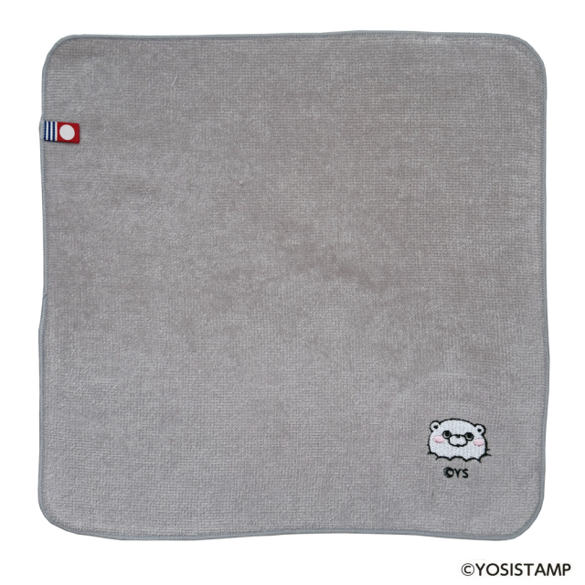 刺繍今治ハンドタオル・グレー/ポコッ(くまさん)