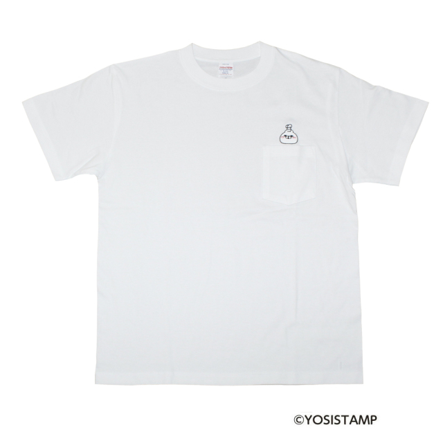 刺繍ポケット付Tシャツ（白）／聞こえなーい（うさぎさん）