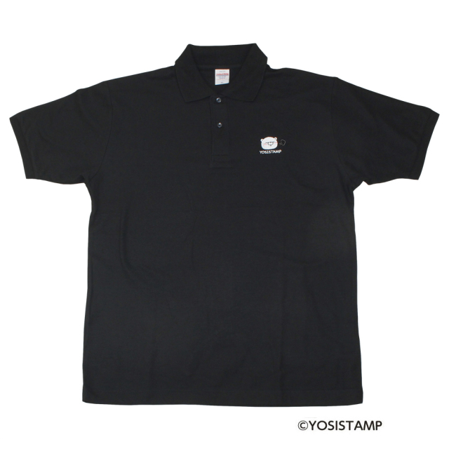刺繍ポロシャツ(黒)/ふーっ(くまさん)