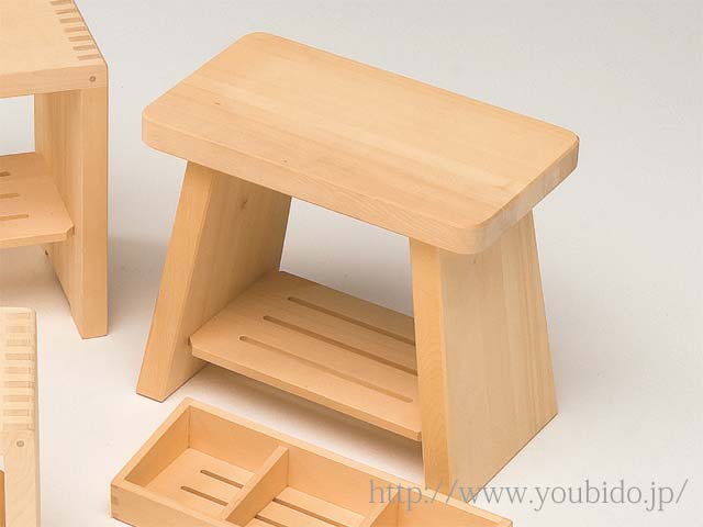 ヒバ風呂椅子（大）棚付