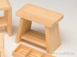 ヒバ風呂椅子（大）棚付