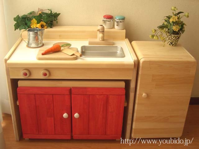 送料無料】木製まごとキッチン《キッズ変身デスク》シングルタイプ  