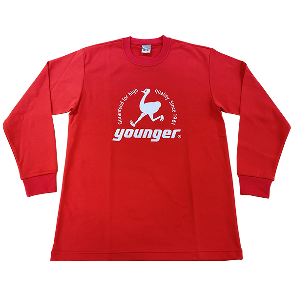 【数量限定】ヤンガー（Younger）ロゴ入り長袖Ｔシャツ（レッド）【メール便可】