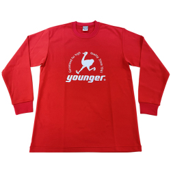 【数量限定】ヤンガー（Younger）ロゴ入り長袖Ｔシャツ（レッド）【メール便可】