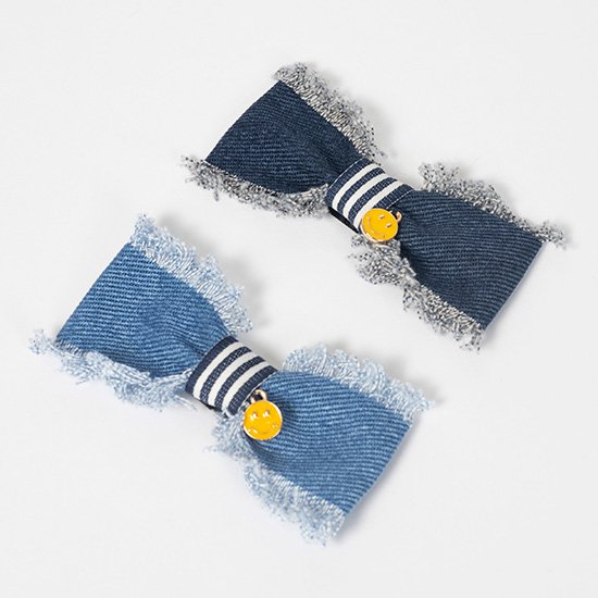 ルルドール デニムリボンバレッタ Luludoll 犬グッズ おしゃれ かわいい アクセサリー ２色