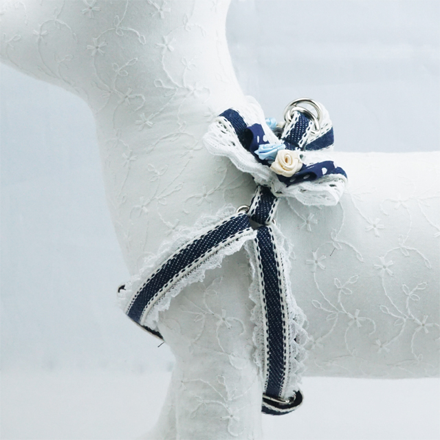 ルルドール デニムリボンハーネス 【Lulu doll 犬グッズ