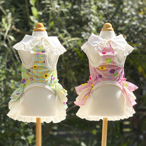 ゴッドピバ GodPiva COOL フラワー ツイード ワンピース 【犬服 犬