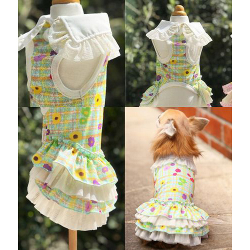 ゴッドピバ GodPiva COOL フラワー ツイード ワンピース 【犬服 犬