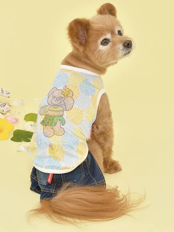 【犬服】生地見本★くまさん iDog MOSCAPE くまさんボーダータンク 防蚊 アイドッグ-犬猫