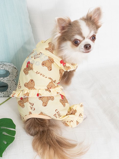 Crazy Boo クマプリントフリルつなぎ 【 クレイジーブー 犬服 犬グッズ