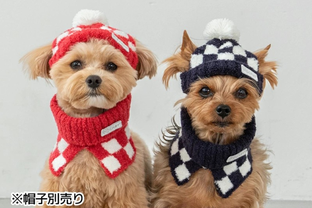 D's CHAT 市松柄ニットマフラー【 ディーズチャット 犬服 犬