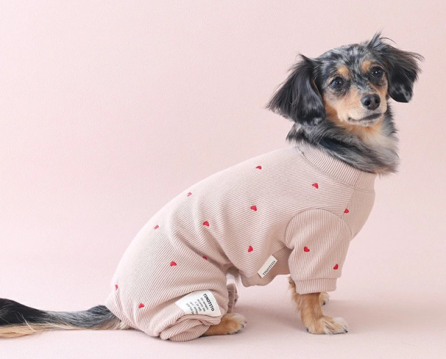 TINOTITO ハート刺しゅうロンパース【 ティノティート 犬服 犬グッズ