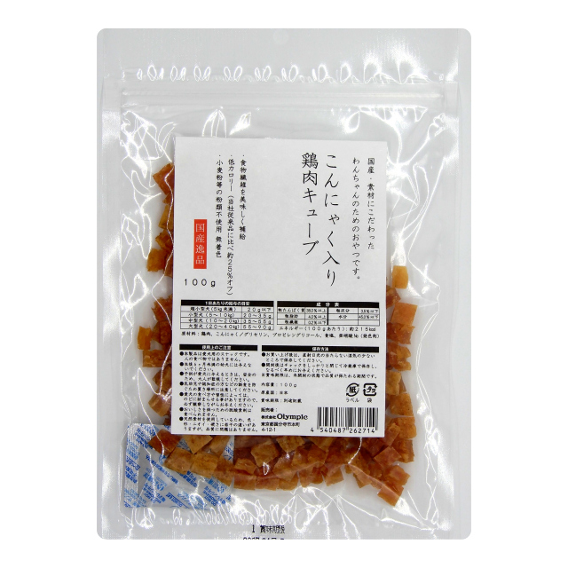国産逸品　鶏肉こんにゃく入りキューブ　100g
