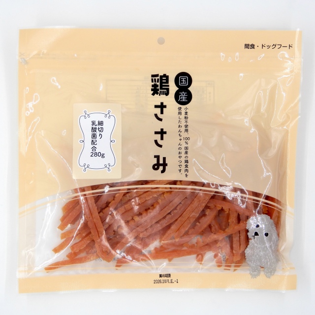 国産　鶏ささみ　細切り　乳酸菌配合　280g