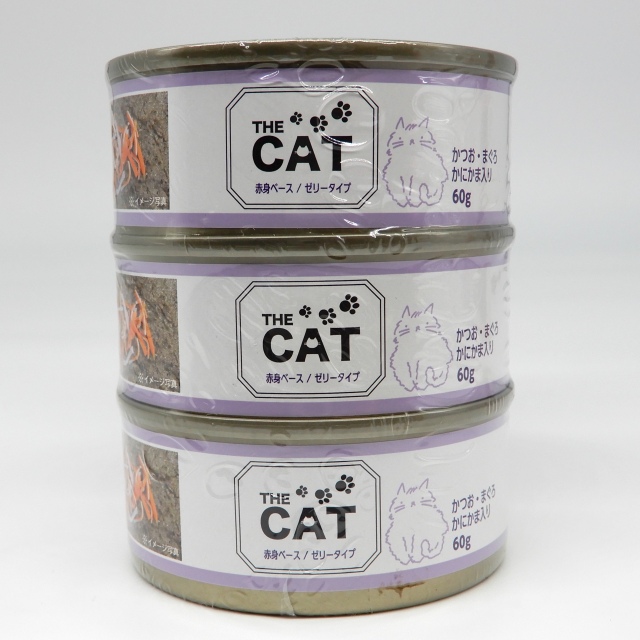 THECAT　ミニ缶　かつお・まく?ろ　かにかま入り　60g x 3缶