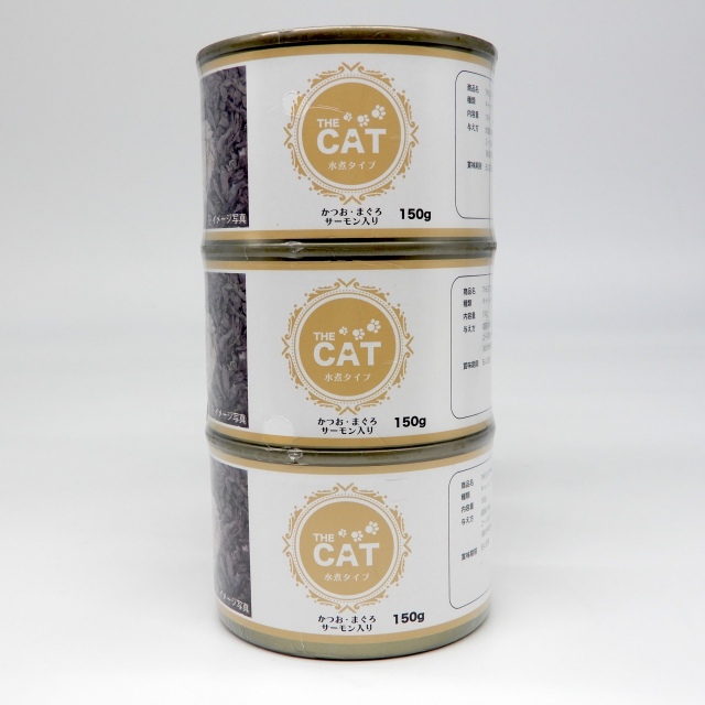 THECAT　水煮缶　かつお・まく?ろ　サーモン入り　150g x 3缶