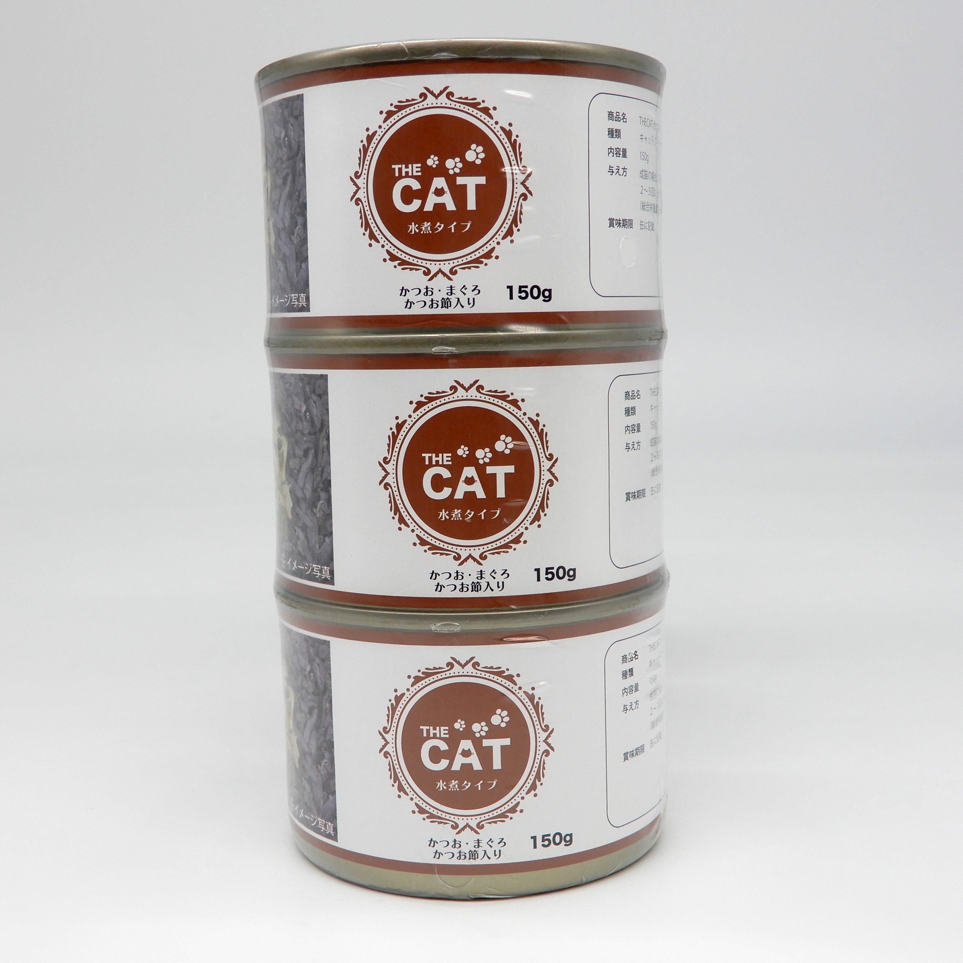 THECAT　水煮缶　かつお・まく?ろ　かつお節入り　150g x 3缶