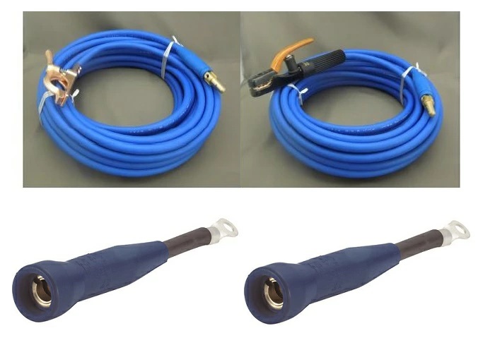 富士電線 溶接用電源ケーブル(キャプタイヤ)Fロン（青）22sq 溶接棒ホルダー  アースクリップ ジョイント式 組立品