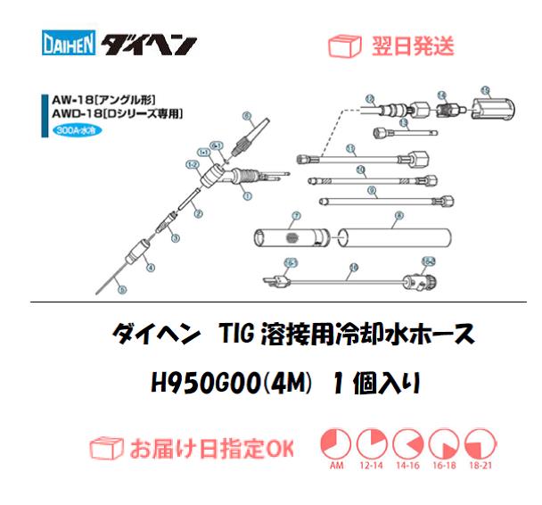 ダイヘン　TIG溶接用冷却水ホース（4M）　H950G00（AW-18,AWD-18用）