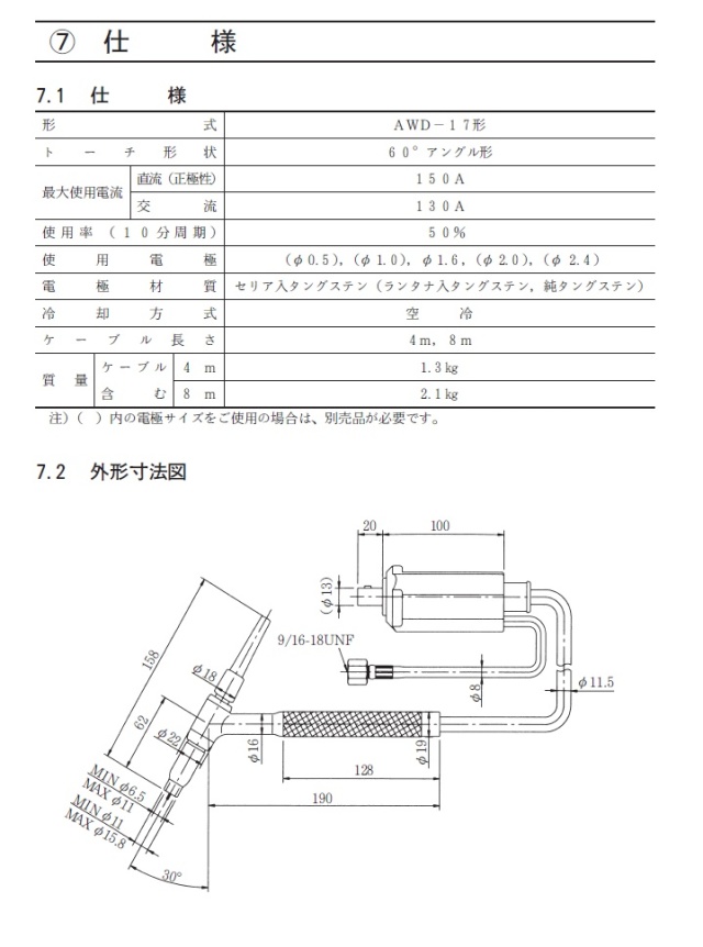 ダイヘン　TIG溶接トーチ