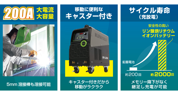育良精機 ライトアーク ISK-Li200A バッテリー内蔵ポータブルアーク