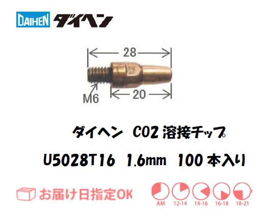 ダイヘン　CO2溶接用チップ（短チップ）U5028T16