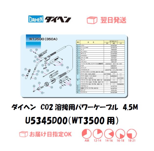 ダイヘン　CO2溶接用パワーケーブル（WT3500-MD用）　U5345D00　4.5M
